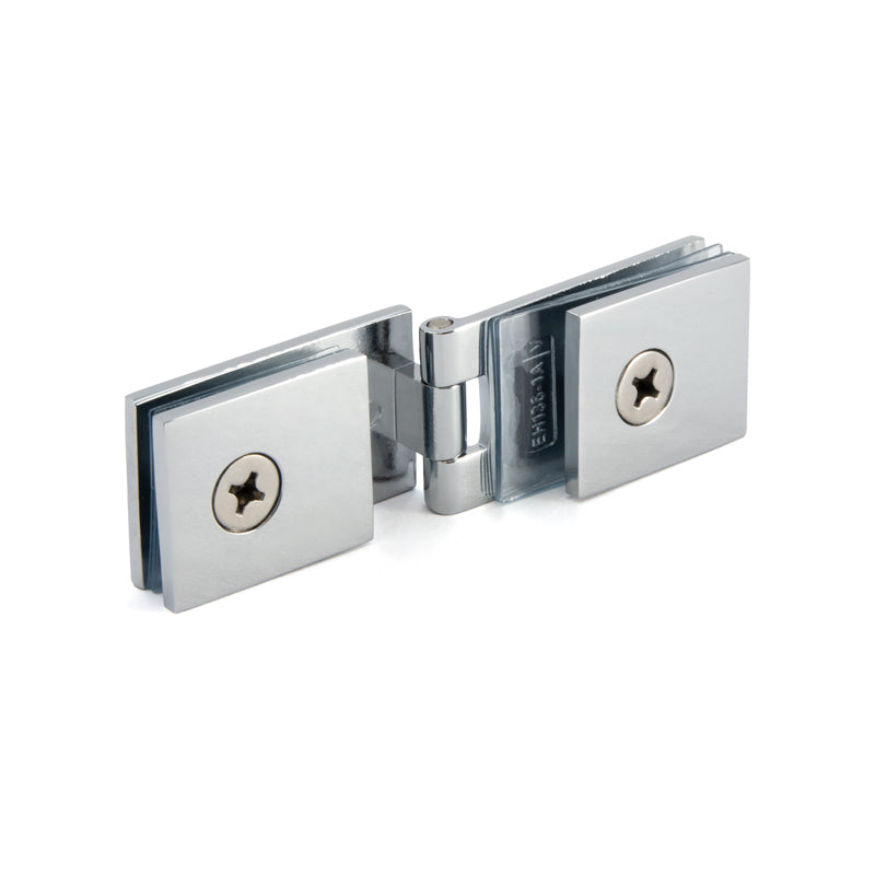 FHC 90 Degree Glass-To-Glass Hinges For 1/4" Glass - Chrome