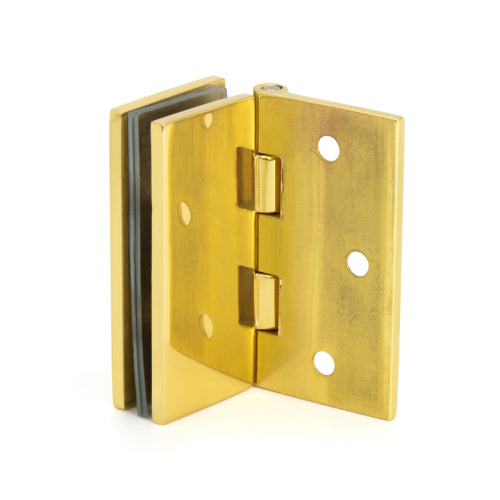 FHC Double Wall-To-Glass Hinges For 1/4" To 5/16" Glass - Polished Brass - 2pk