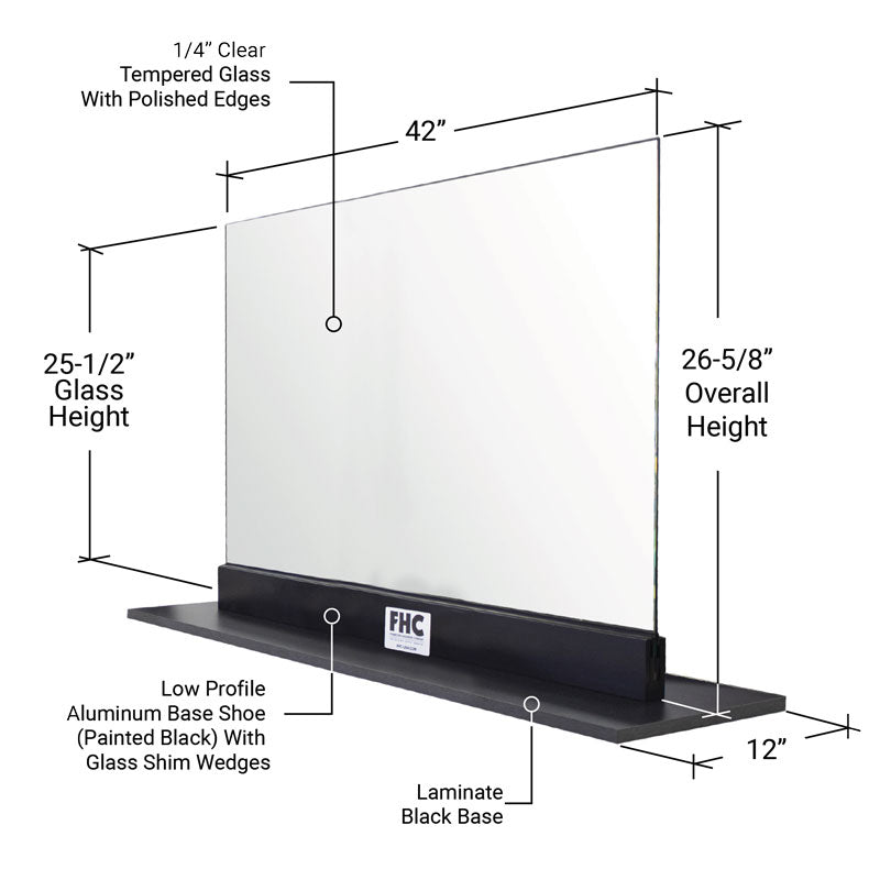 FHC Corona Guard Screen/Partition Kit - 42" Wide X 26-5/8" Tall - 1/4" Glass