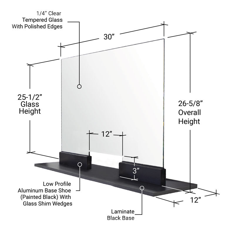 FHC Corona Guard Screen/Partition Kit - 26-5/8" Tall - 1/4" Glass Additional Image - 9