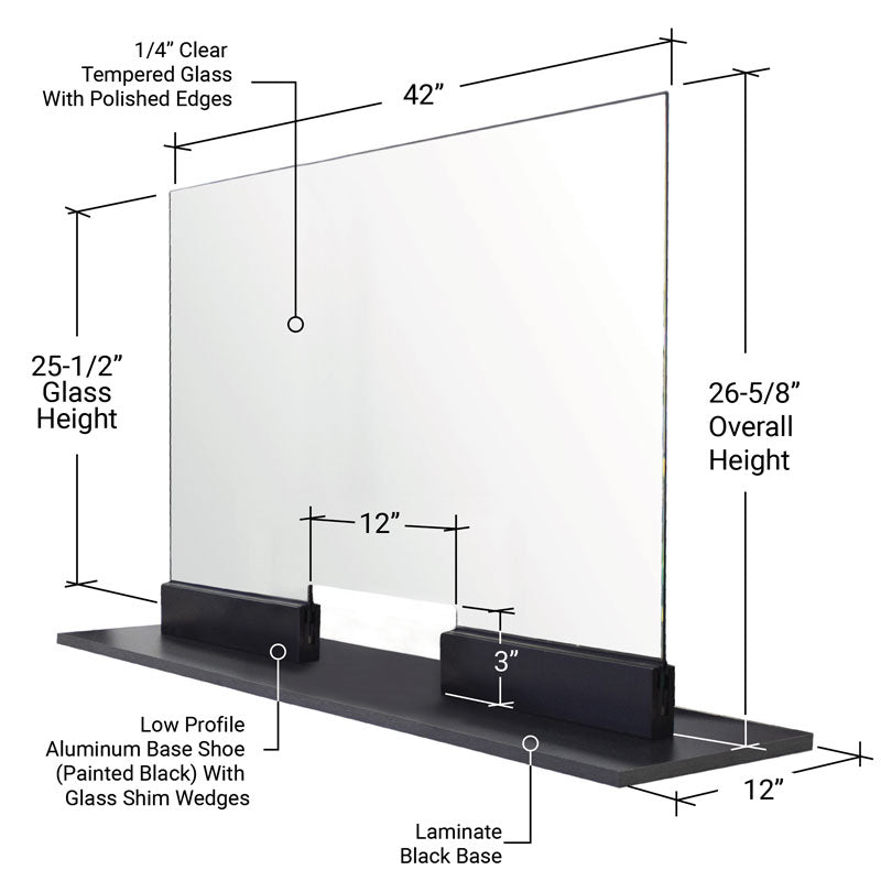 FHC Corona Guard Screen/Partition Kit - 26-5/8" Tall - 1/4" Glass Additional Image - 12